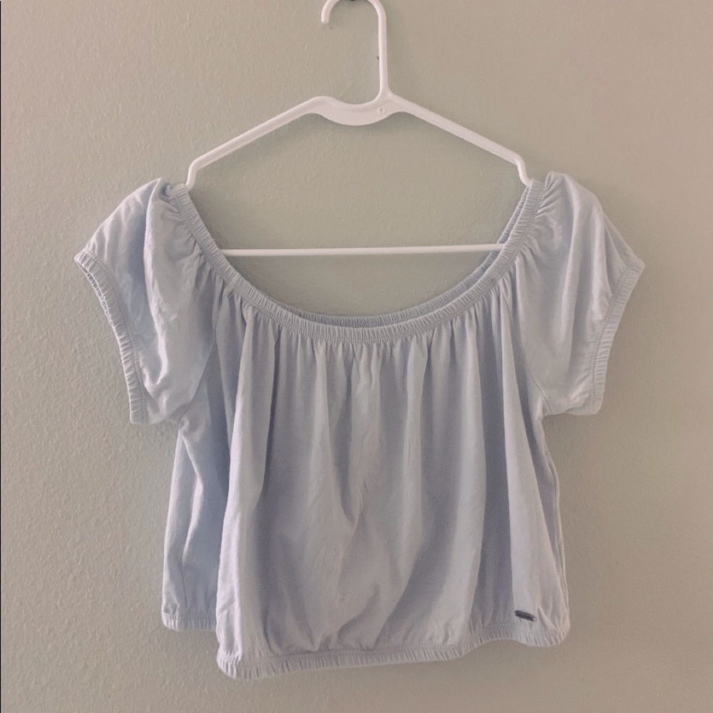 Off the shoulder, crop top.